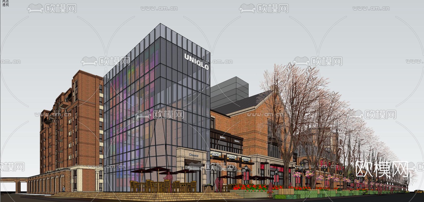 欧式商业街su模型下载（渲染图3）