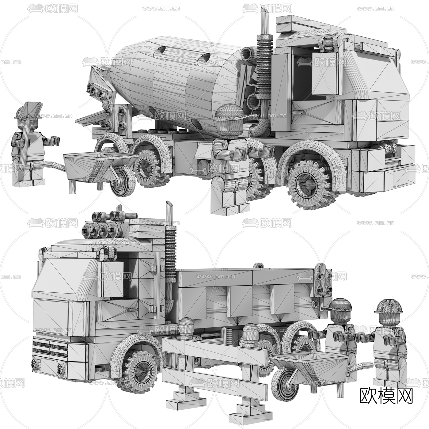 现代乐高公路维修车玩具3d模型