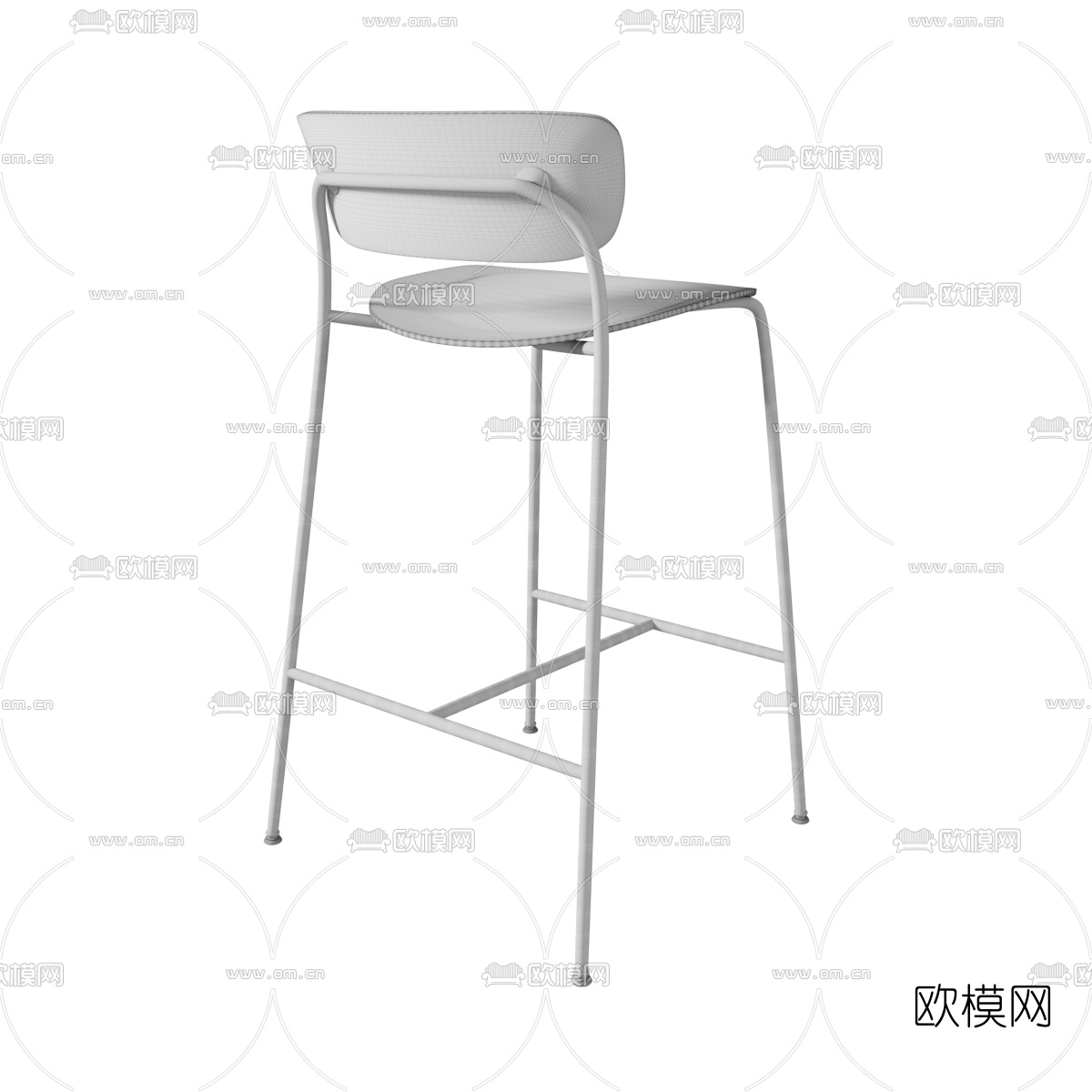 北欧原木吧台椅3d模型下载（渲染图4）