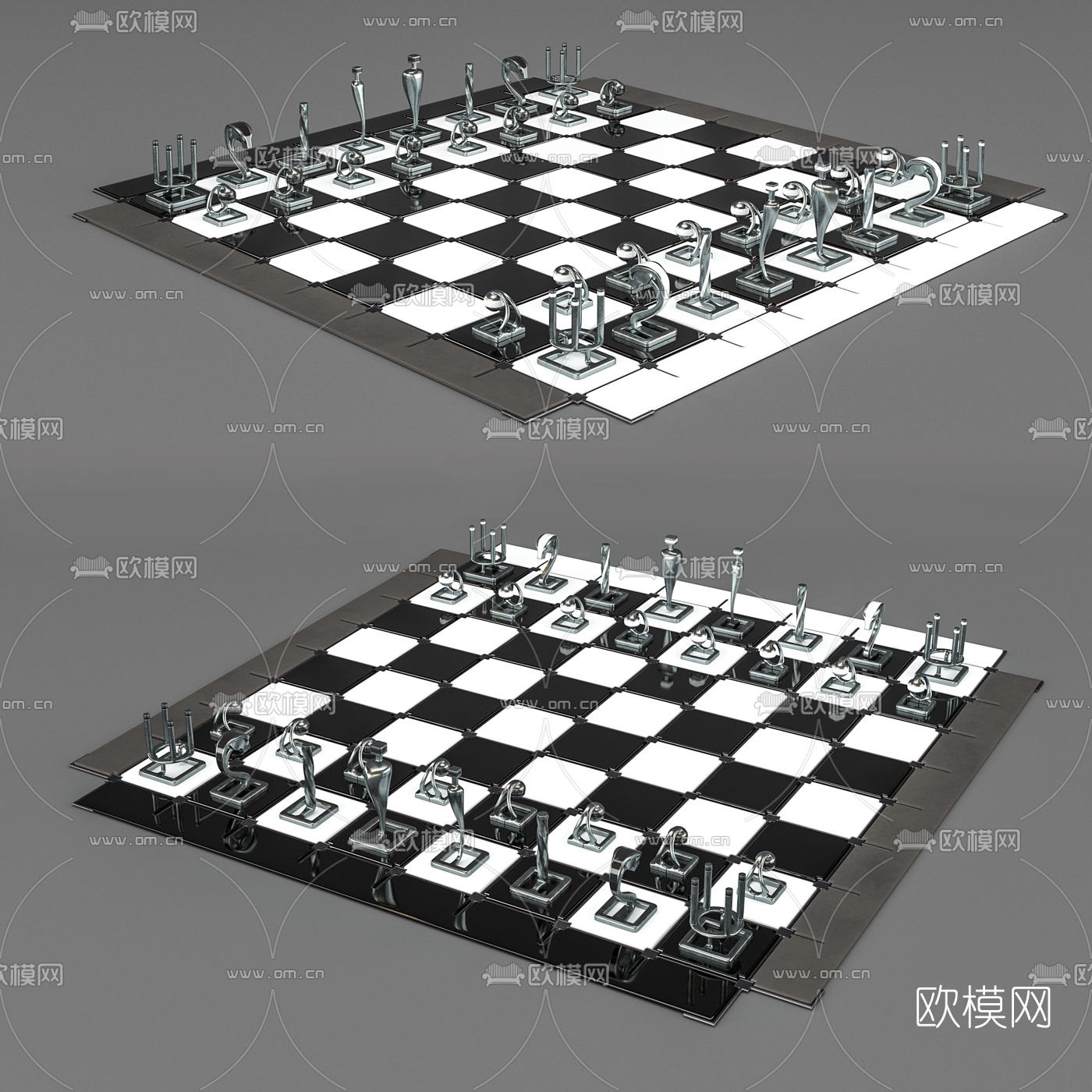 现代国际象棋摆件3d模型