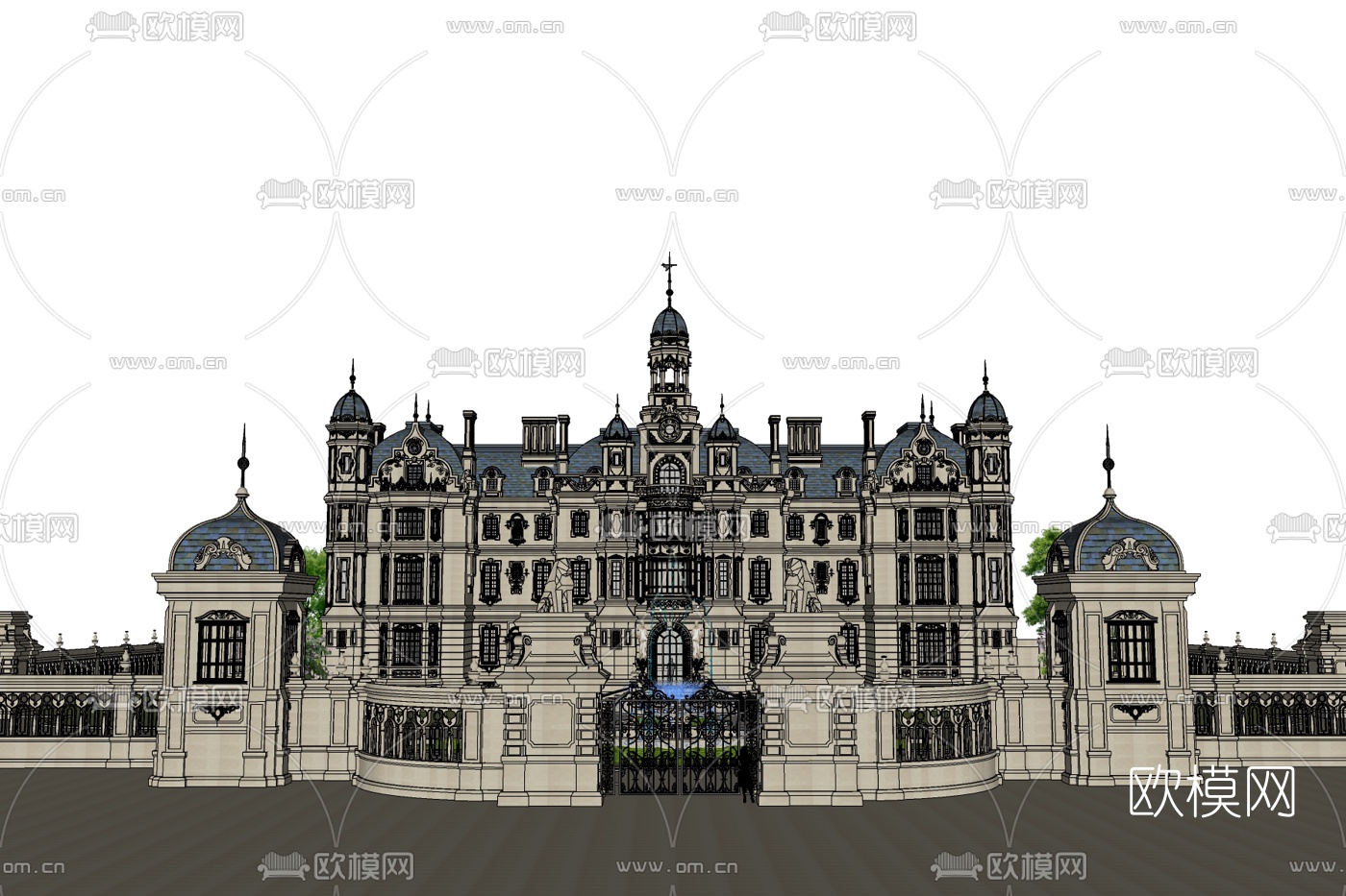法式独栋别墅免费su模型下载