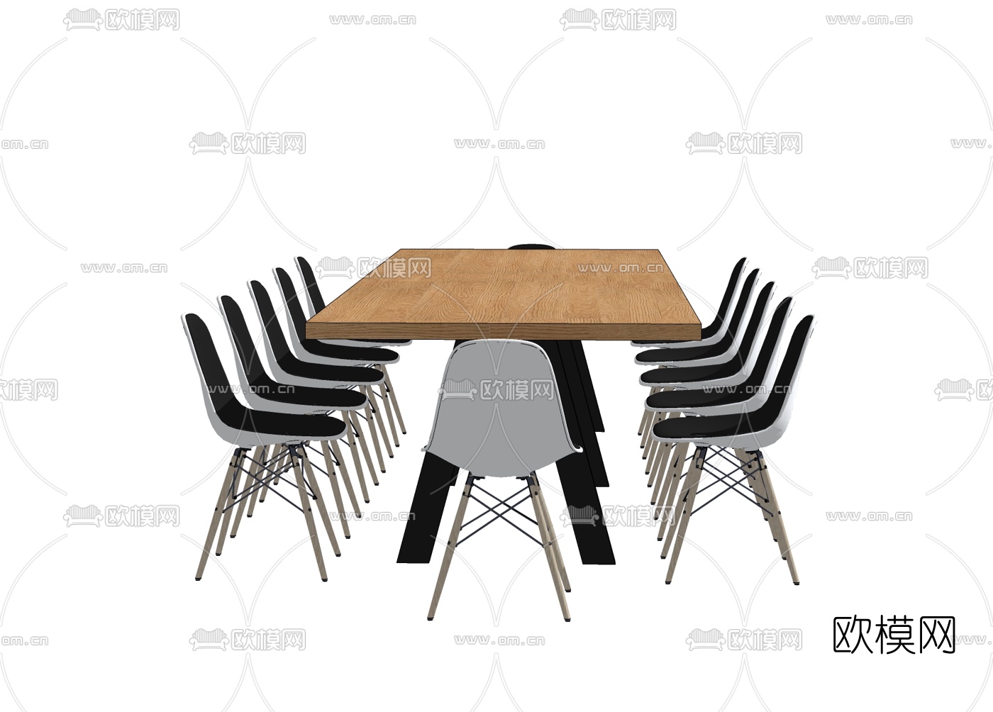 现代会议桌椅免费su模型下载