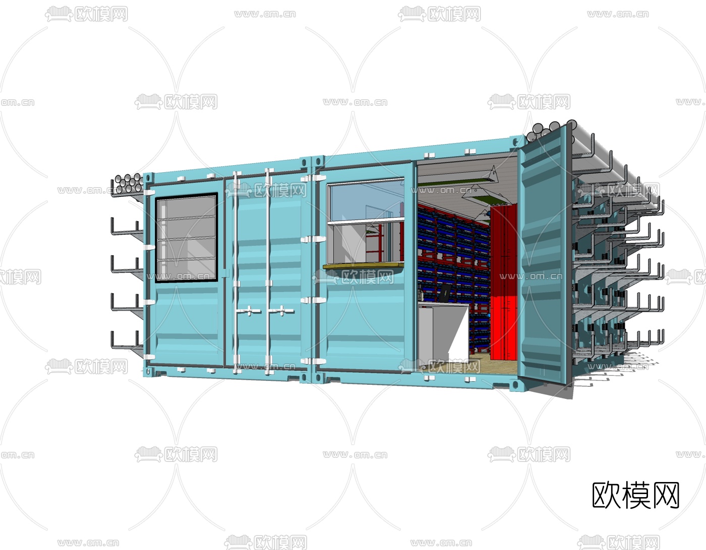 工业风集装箱住宅免费su模型下载
