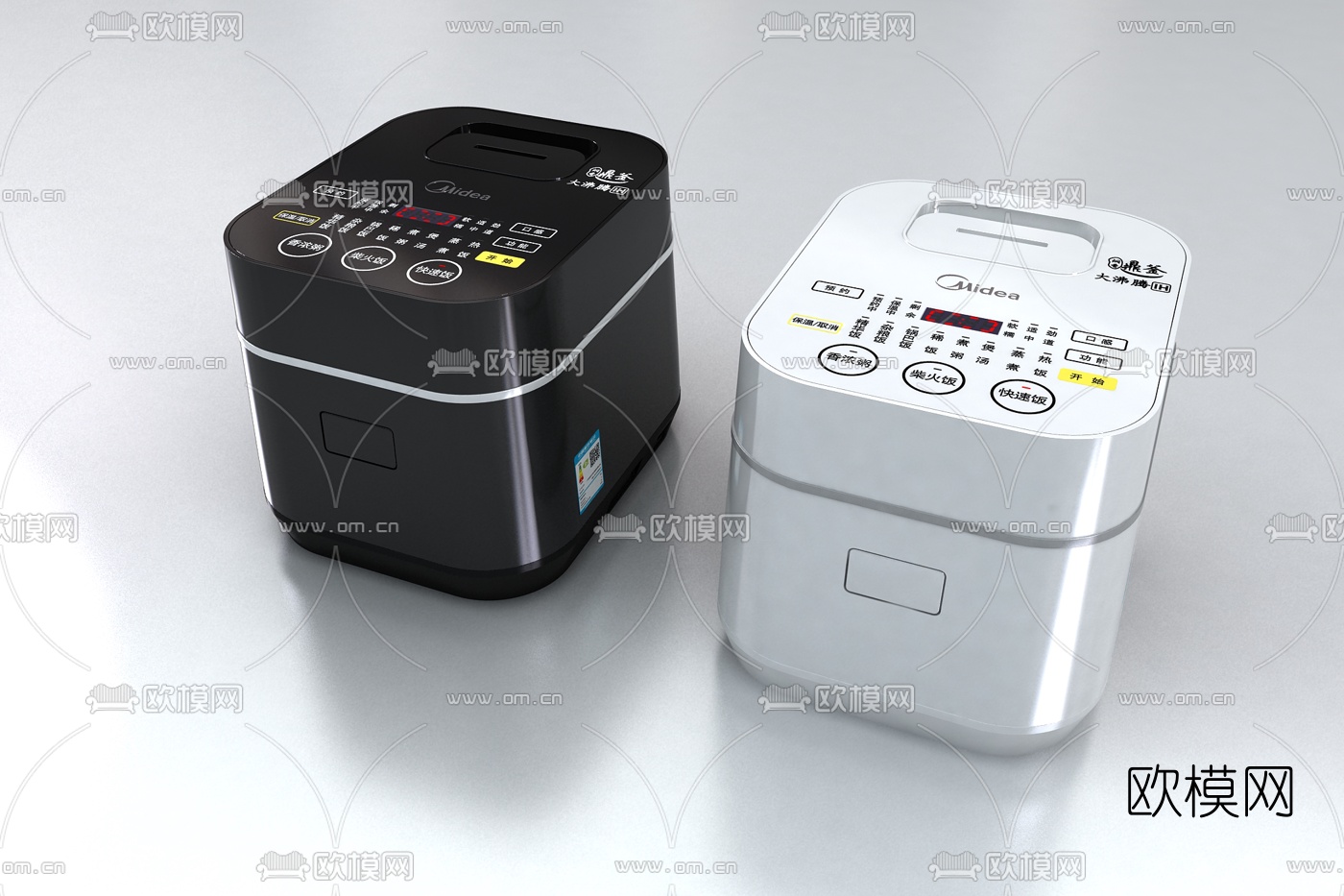 现代美的电饭煲3d模型下载（渲染图1）
