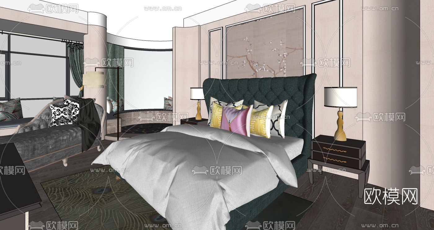 法式轻奢客厅su模型