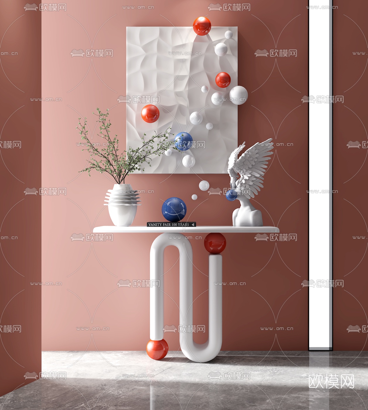 现代简易玄关端景条案3d模型