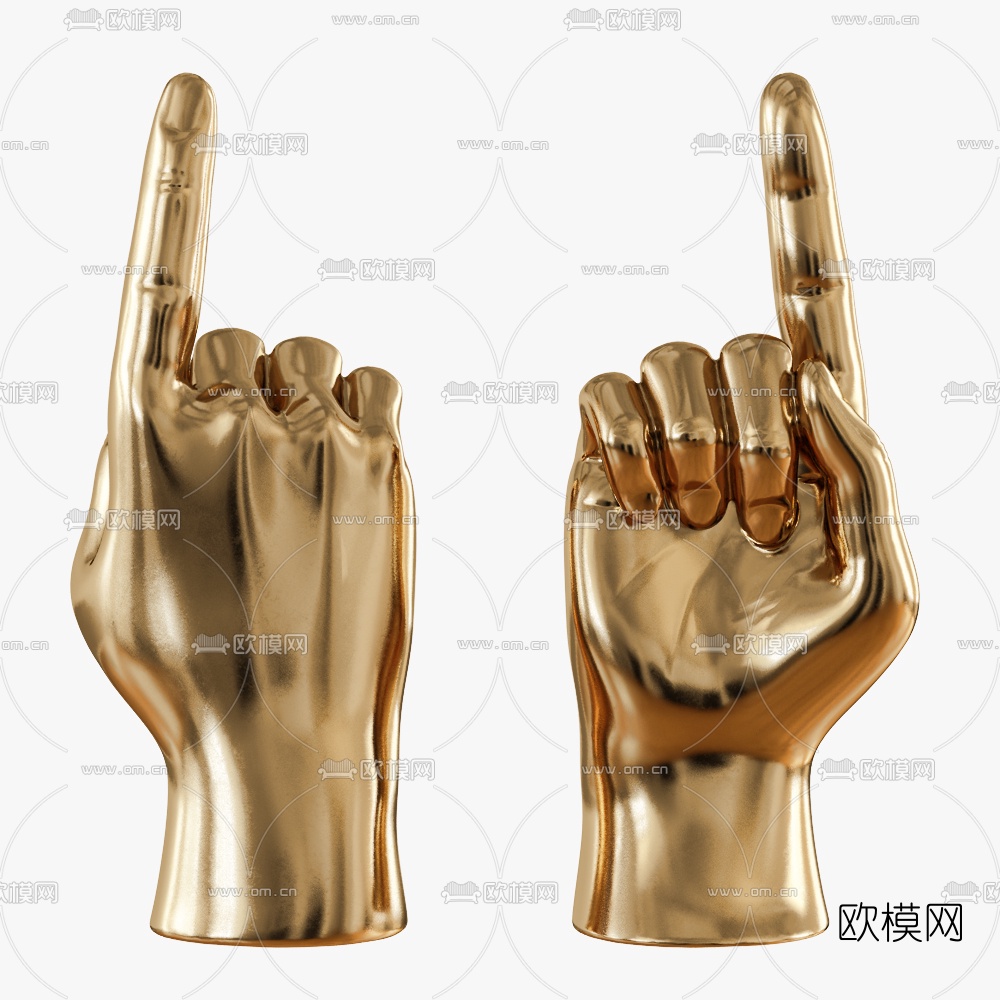 现代金属手指雕塑3d模型