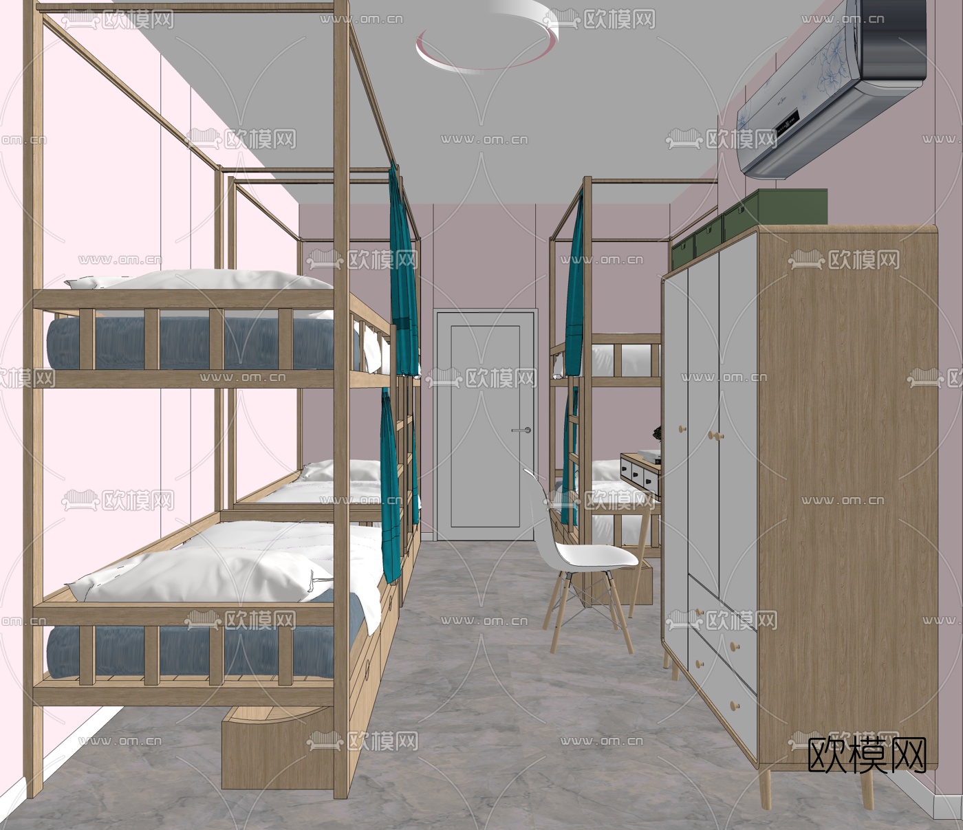 现代学校女生宿舍su模型下载（渲染图9）