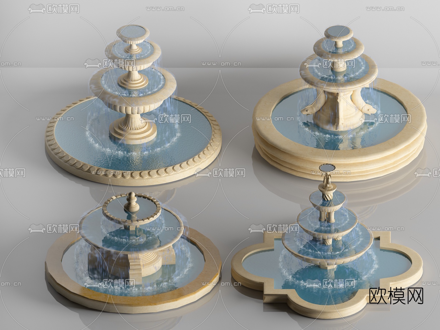 欧式喷泉水景3d模型