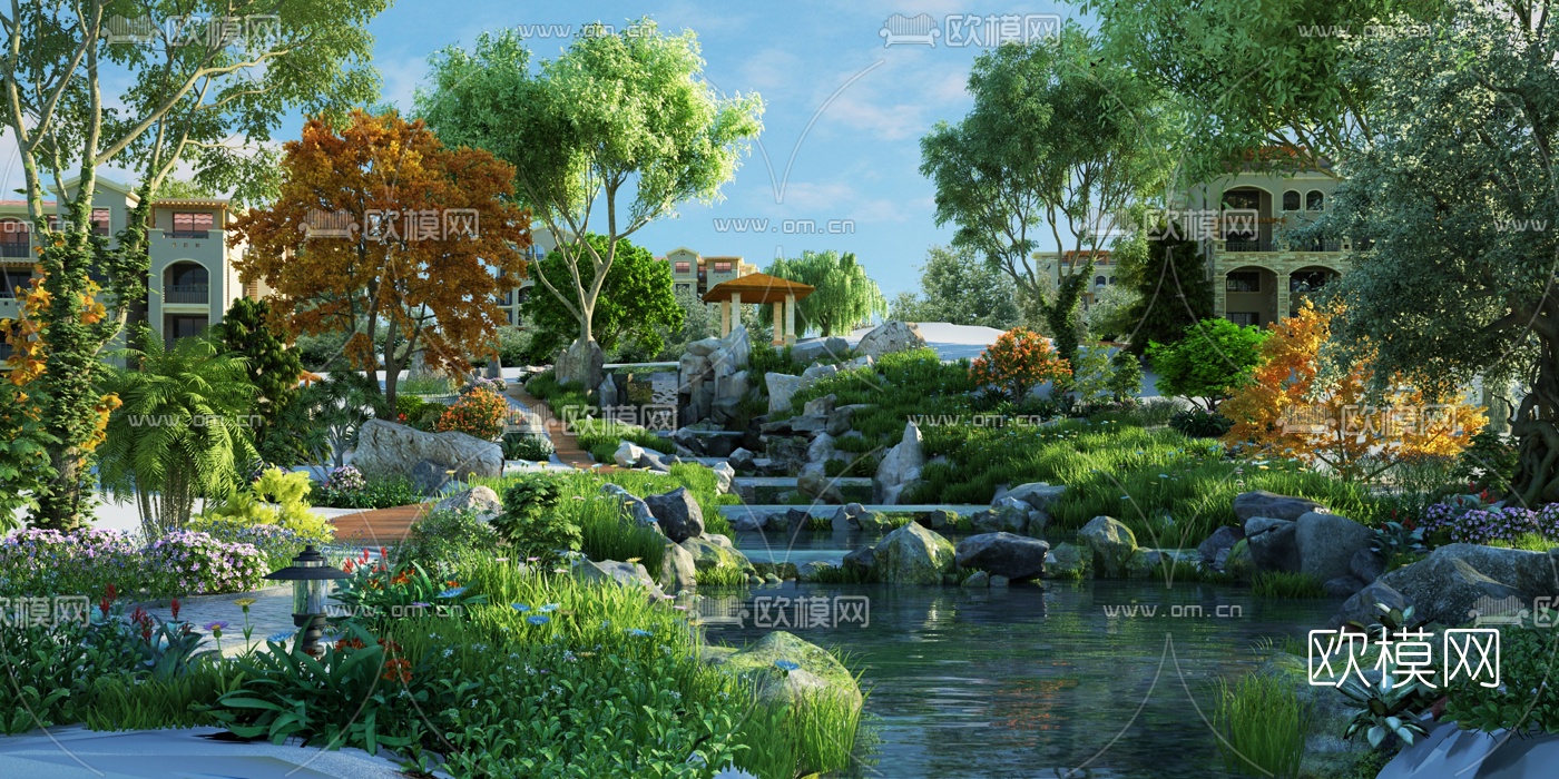 现代住宅园林景观3d模型