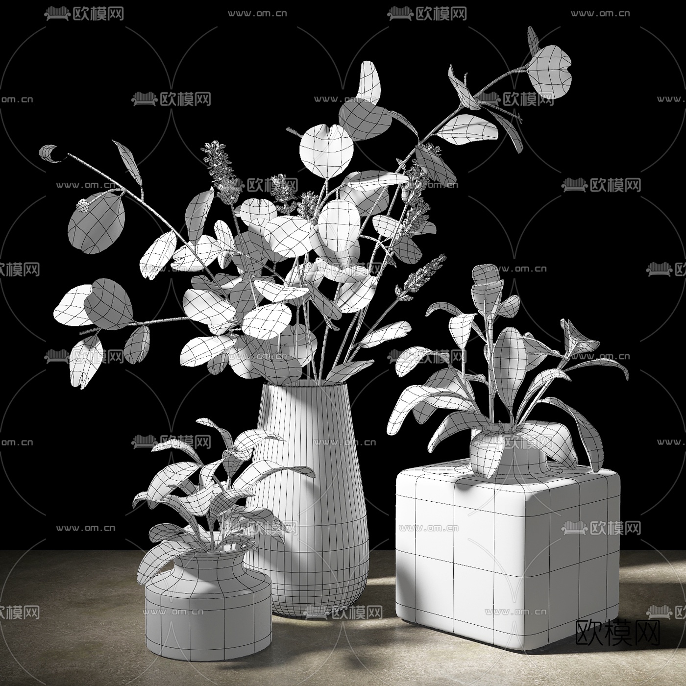 现代花瓶插花3d模型