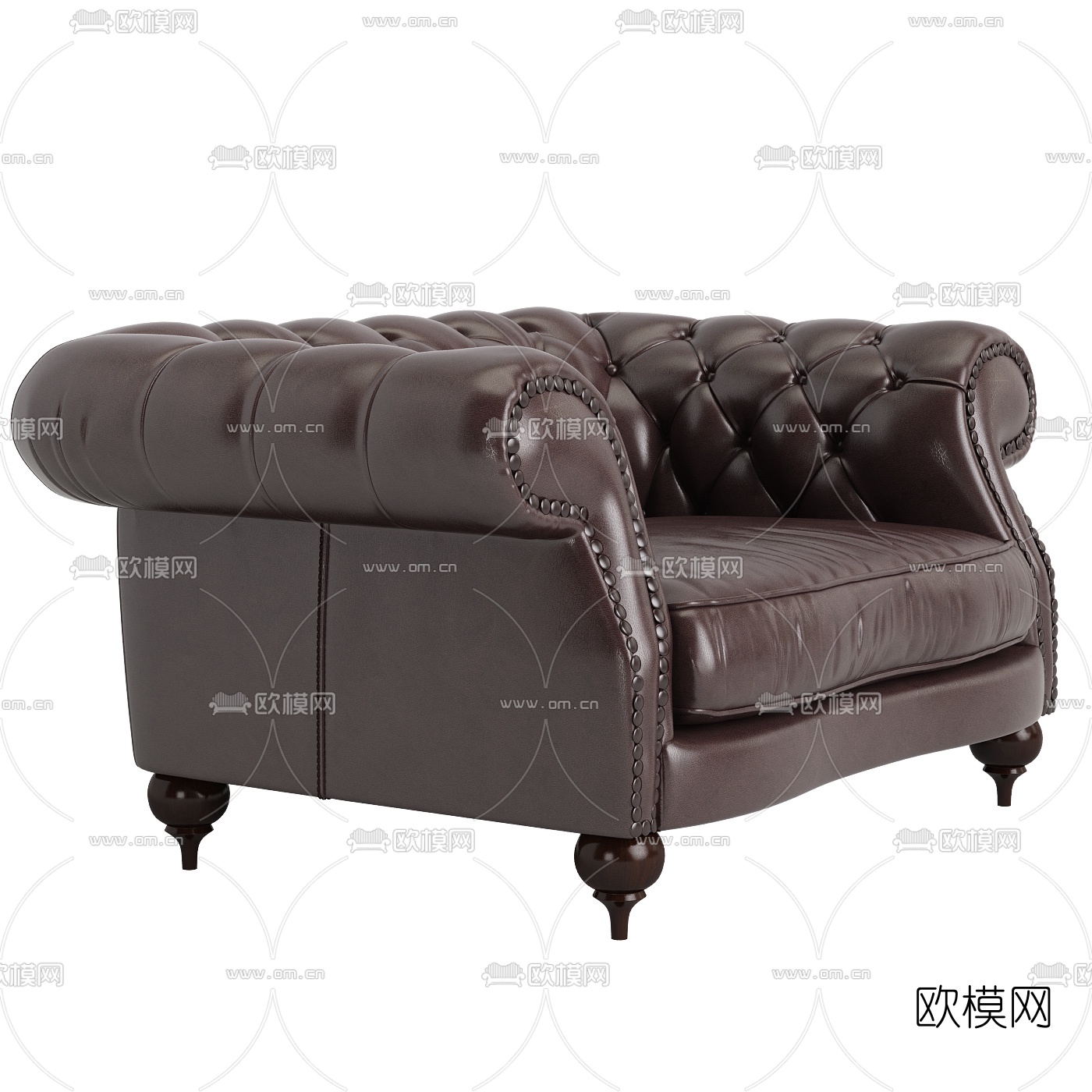 BAXTER 简欧皮革单人沙发3d模型下载（渲染图4）