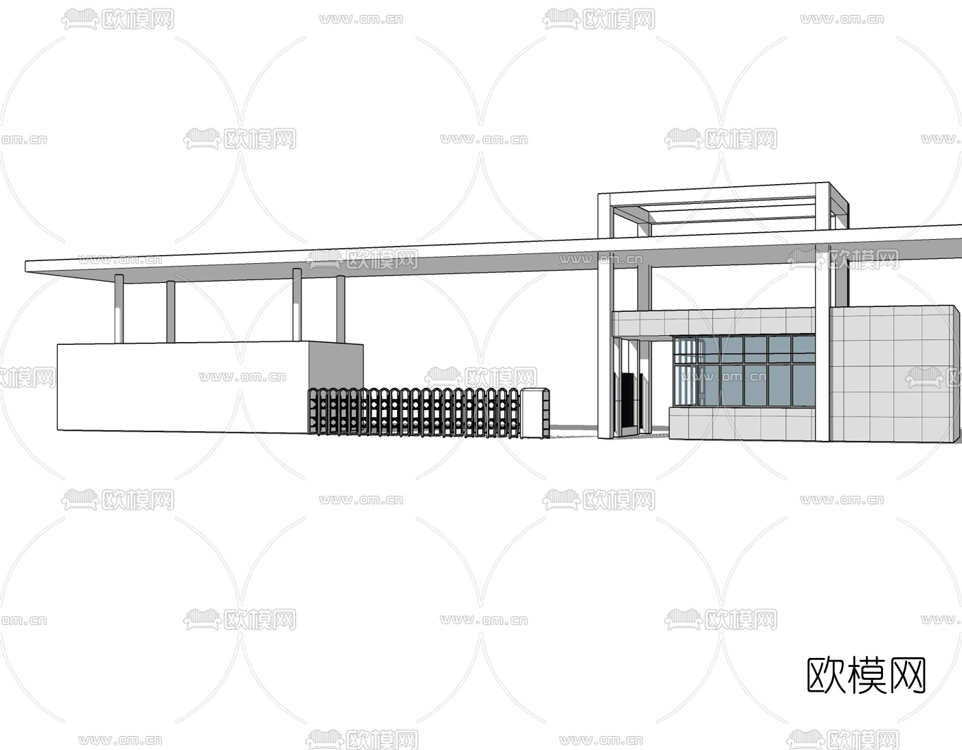 现代建筑门头免费su模型下载