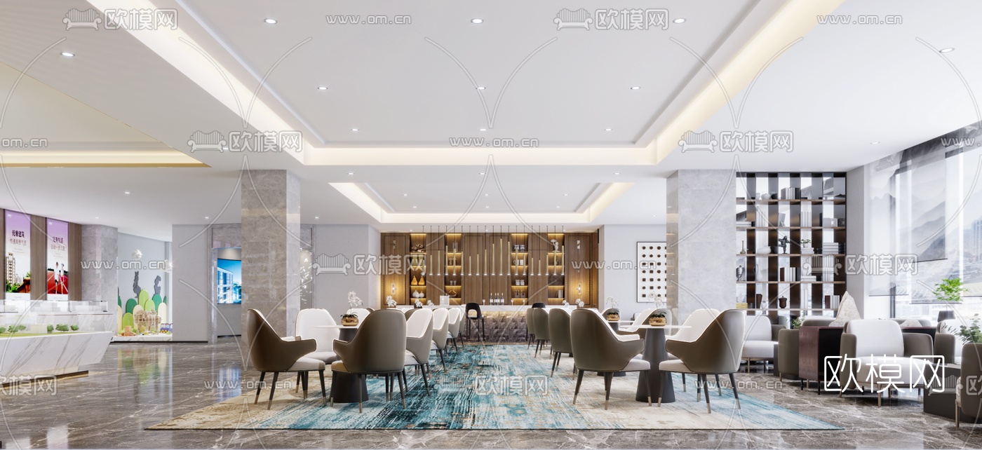 现代混搭售楼处3d模型下载（渲染图1）
