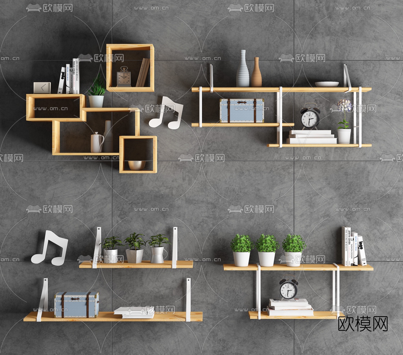 北欧墙柜实木吊柜3d模型下载