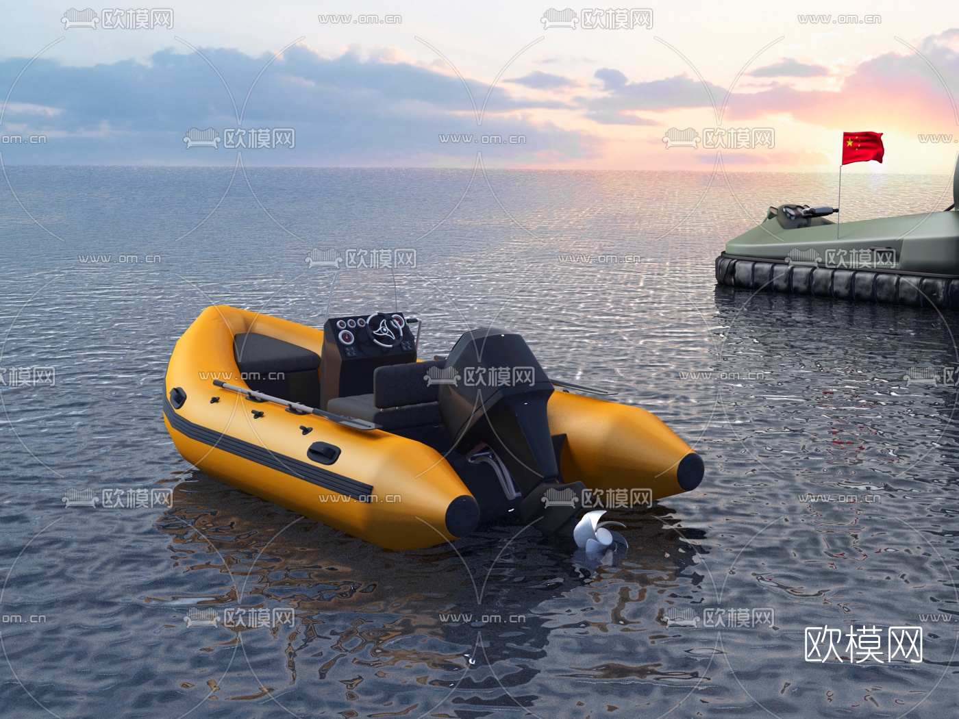 工业风气垫登陆橡皮艇3d模型下载（渲染图1）