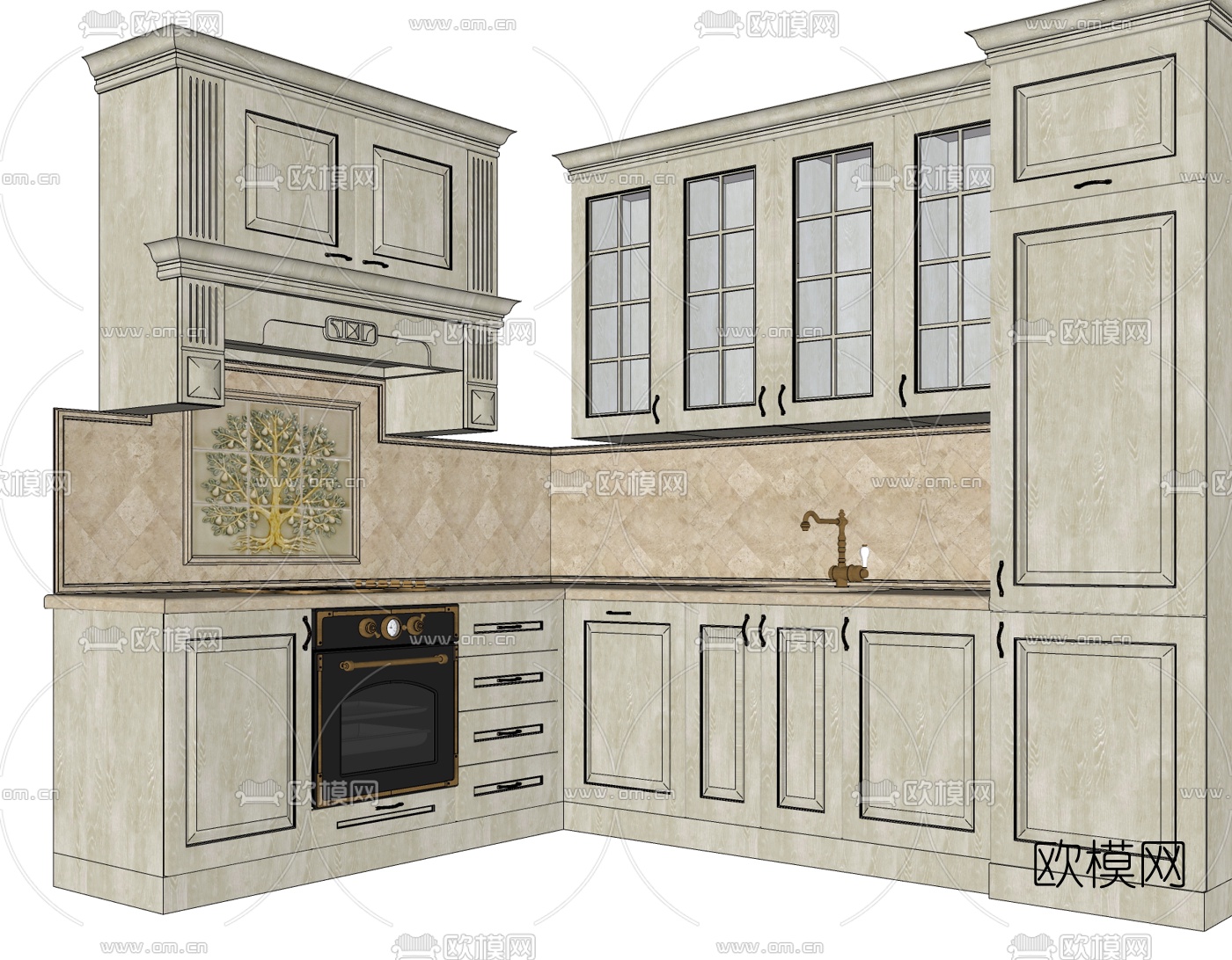 欧式橱柜免费su模型下载