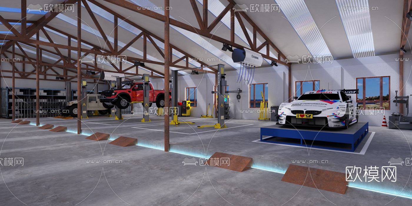 工业风改装车间3d模型下载（渲染图1）