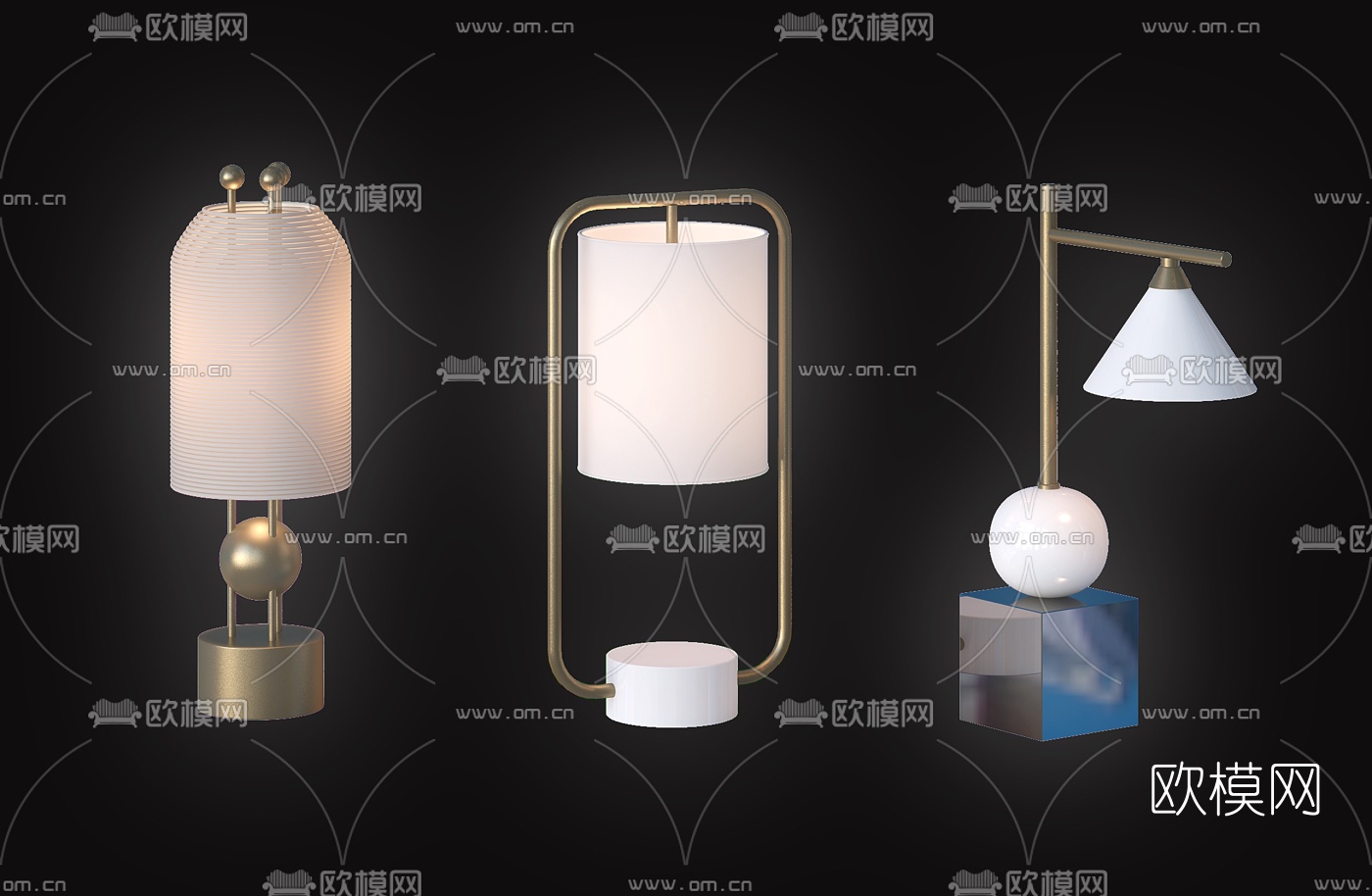 现代台灯组合3d模型