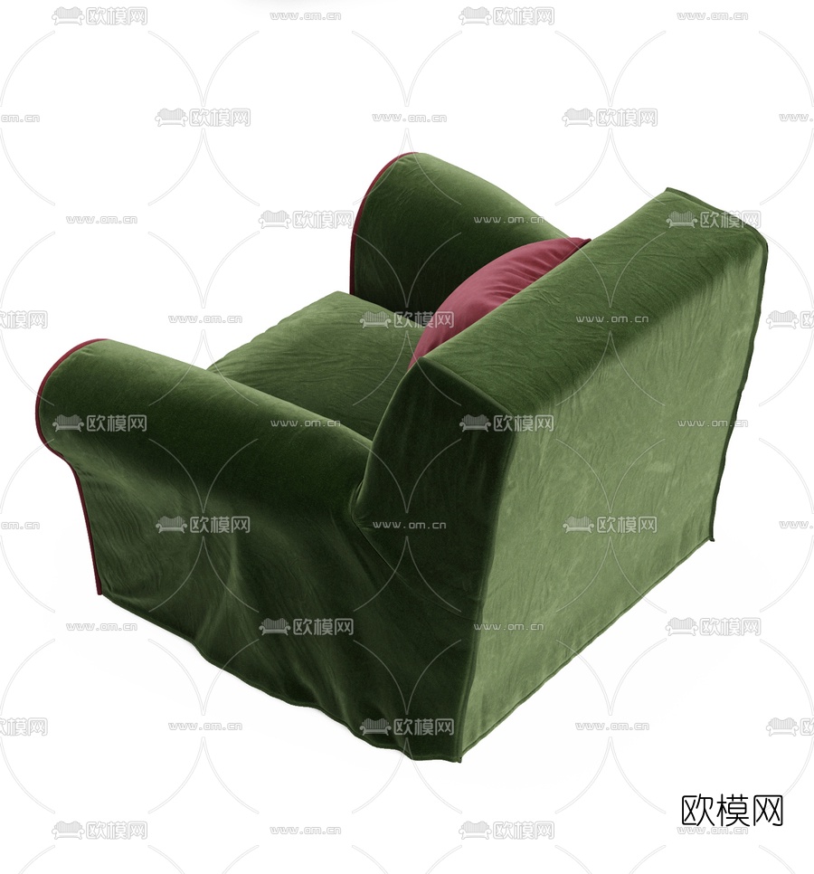 简欧布艺休闲沙发3d模型下载（渲染图2）