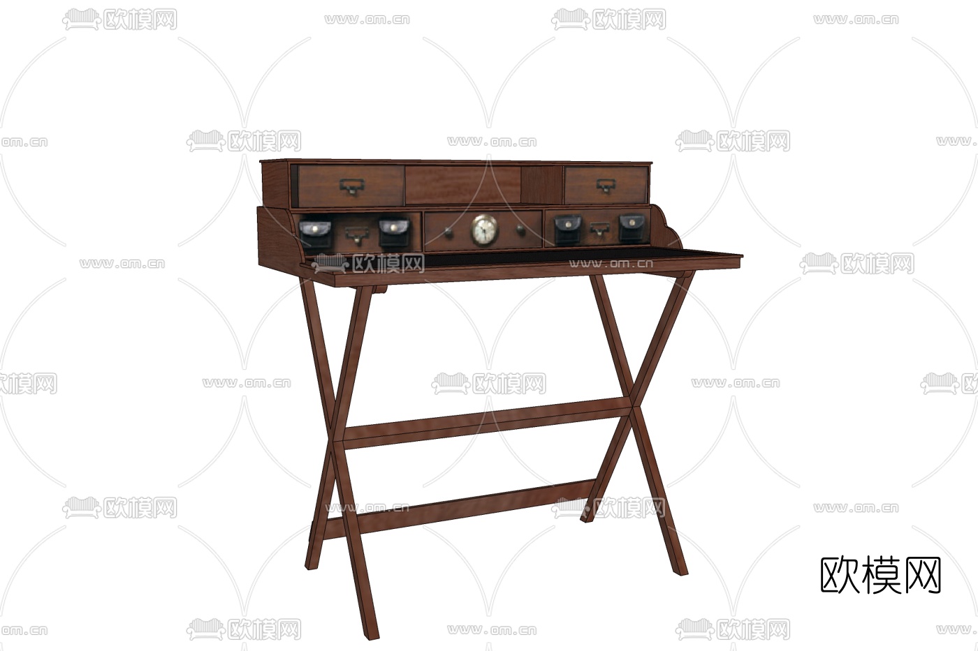工业风实木书桌免费su模型下载
