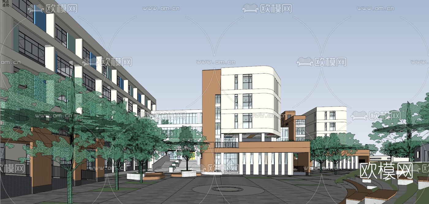 现代学校规划su模型下载（渲染图8）