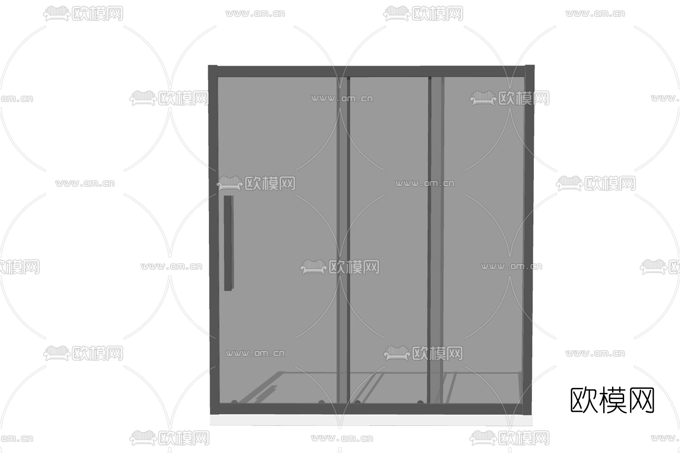现代淋浴间玻璃门免费su模型下载