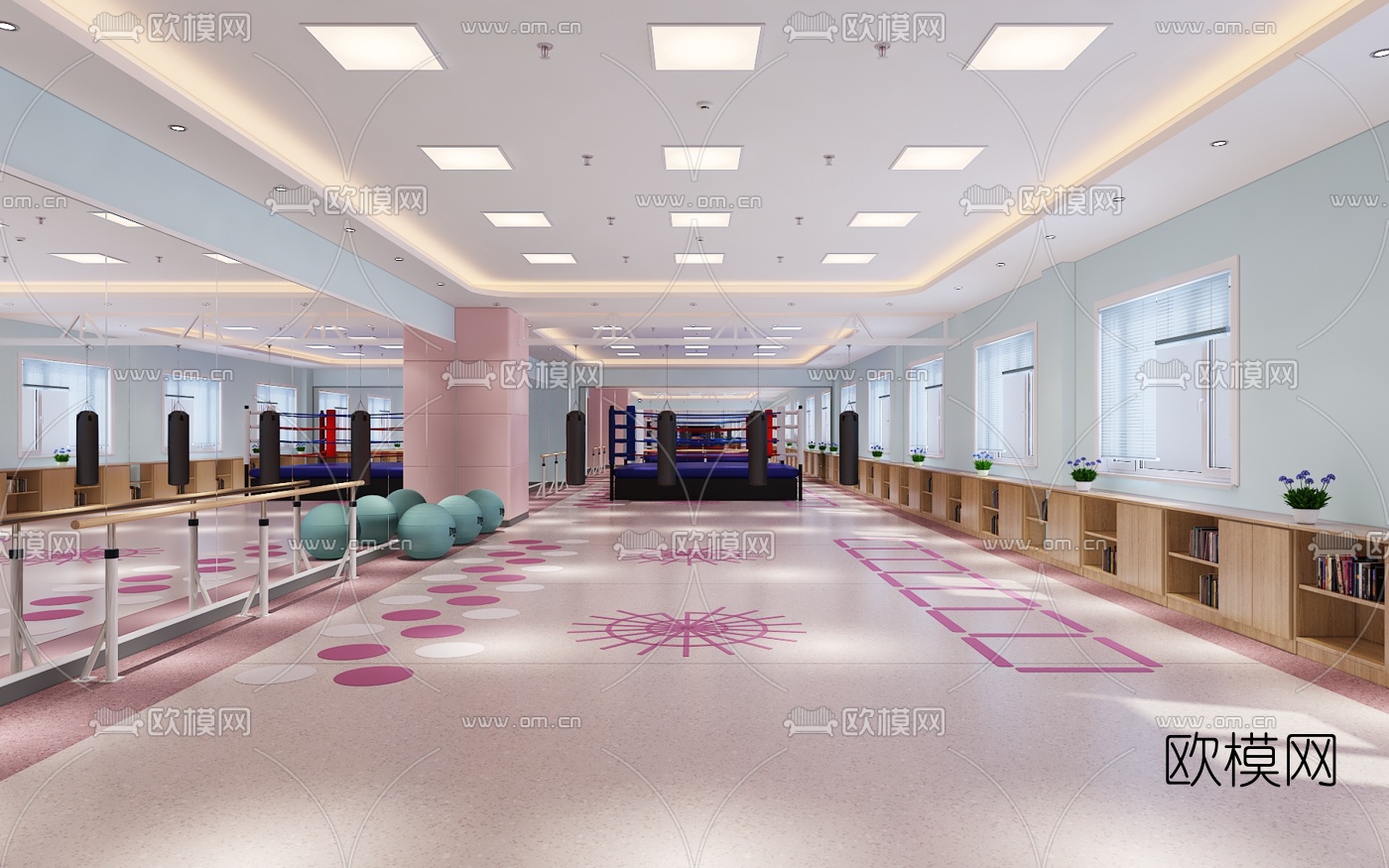 现代健身房免费3d模型下载（渲染图2）