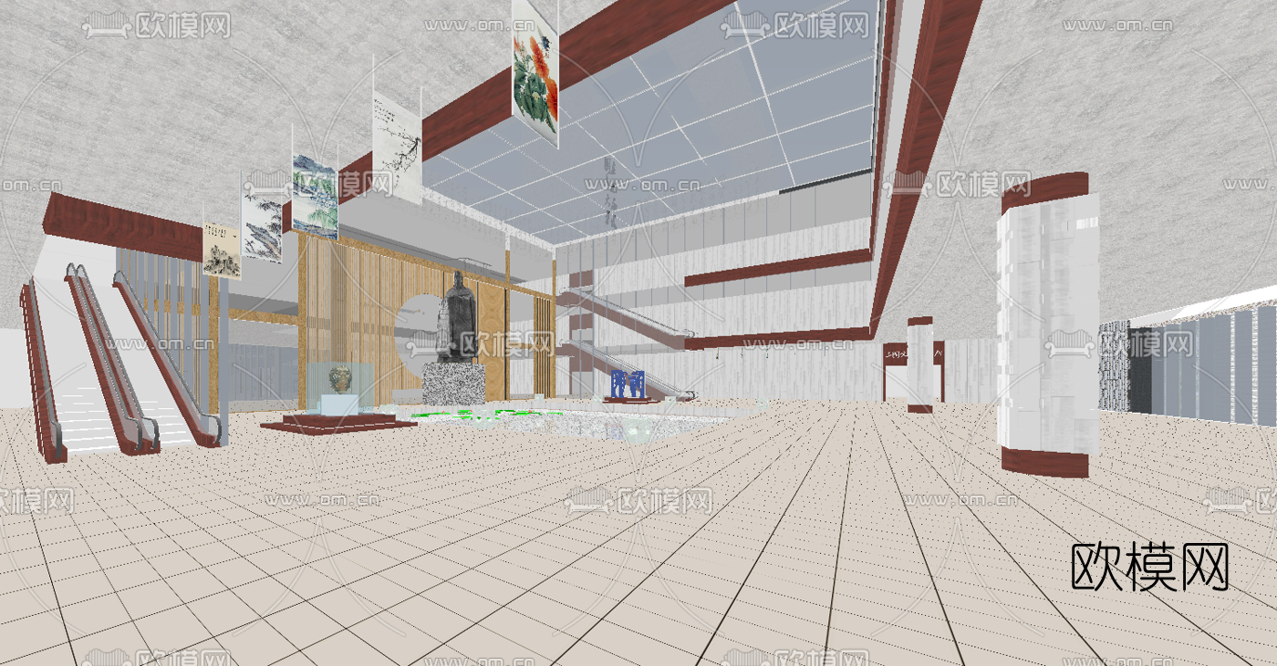 新中式博物馆su模型下载（渲染图6）