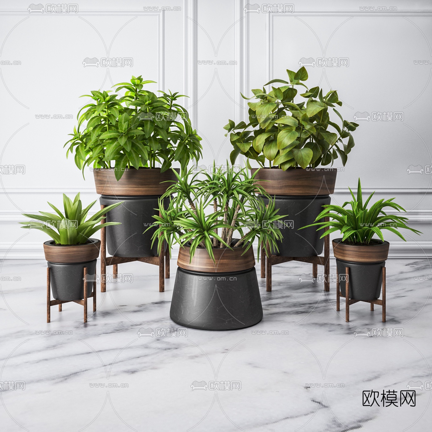 现代绿植盆栽3d模型
