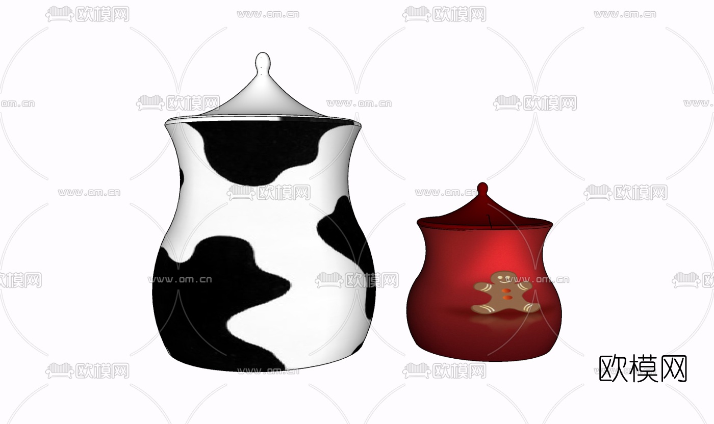 现代陶瓷罐子免费su模型下载