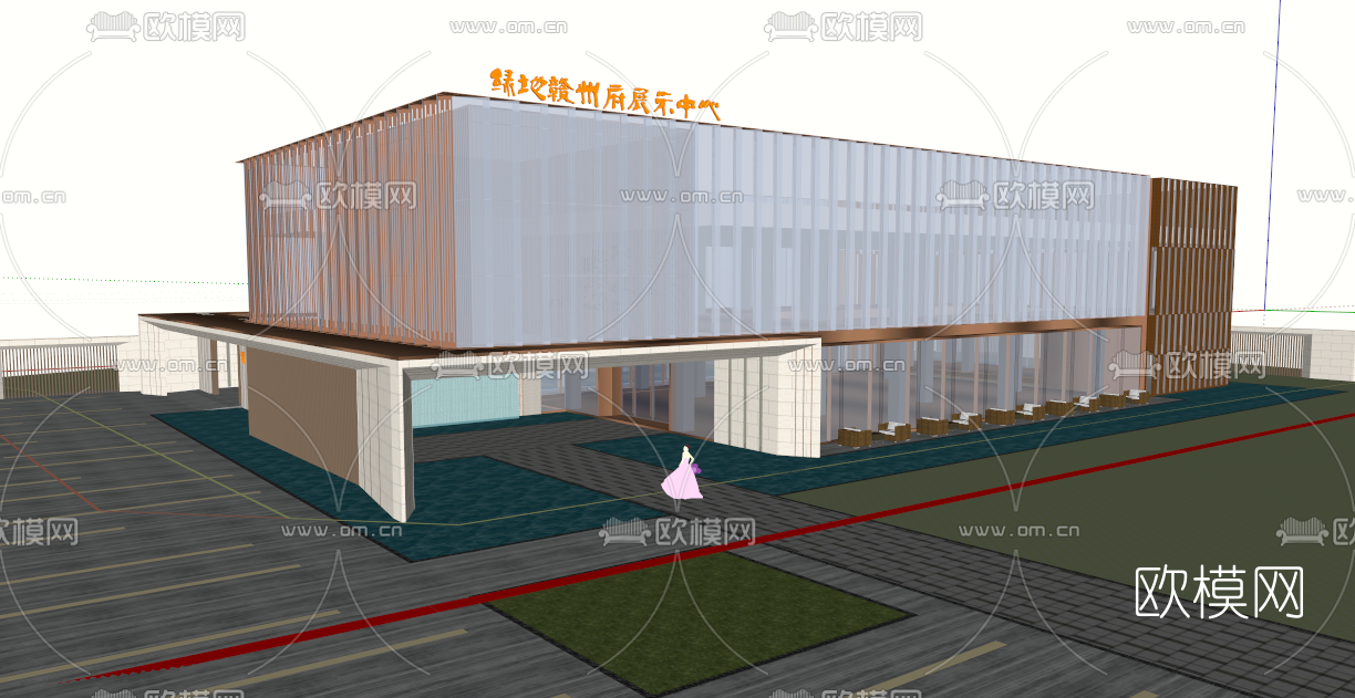 现代展示中心su模型下载（渲染图2）
