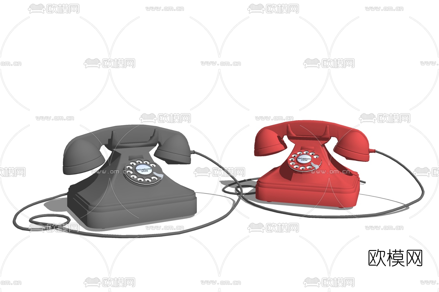 现代复古电话机免费su模型下载