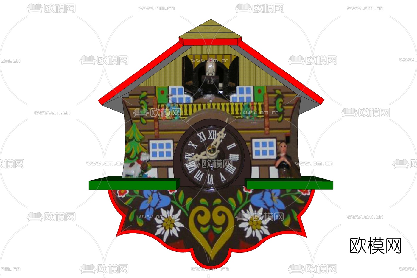 欧式圆形钟表免费su模型下载