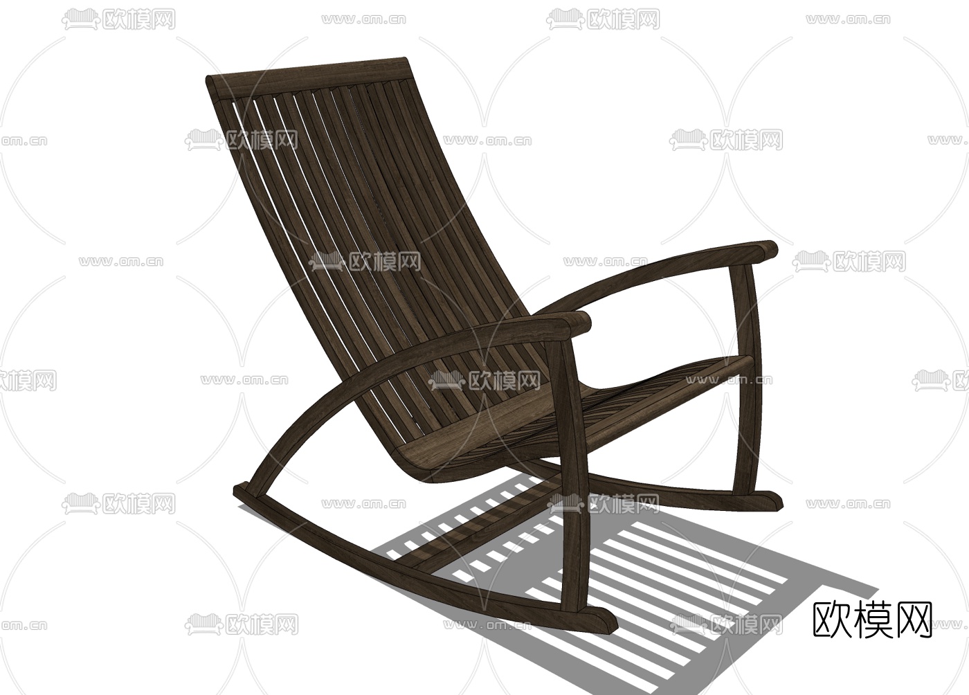 中式实木摇椅免费su模型下载