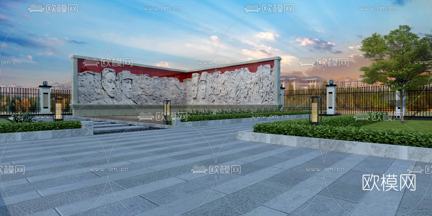现代烈士陵园展区3d模型下载（渲染图2）