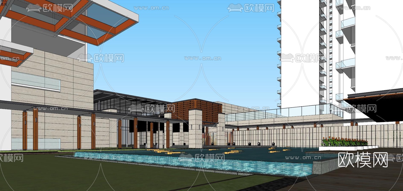 现代商业街su模型下载（渲染图5）