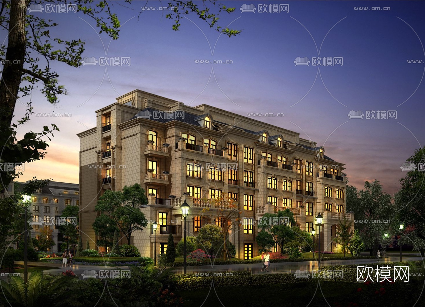 法式公寓楼su模型下载（渲染图2）