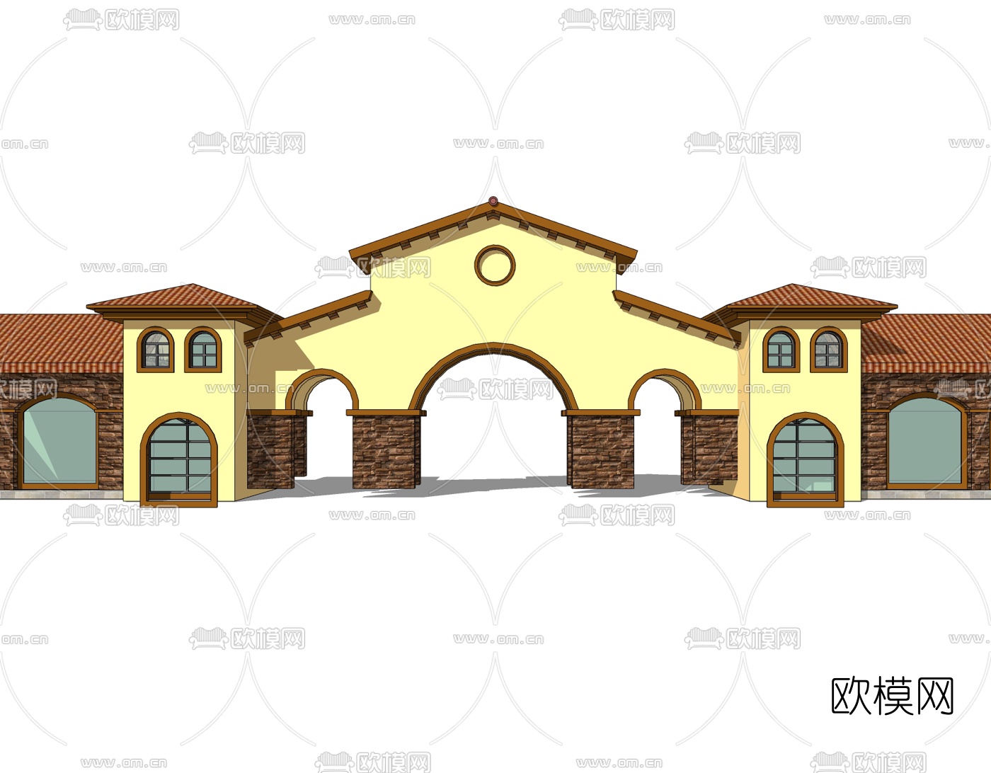 欧式小区门头免费su模型下载
