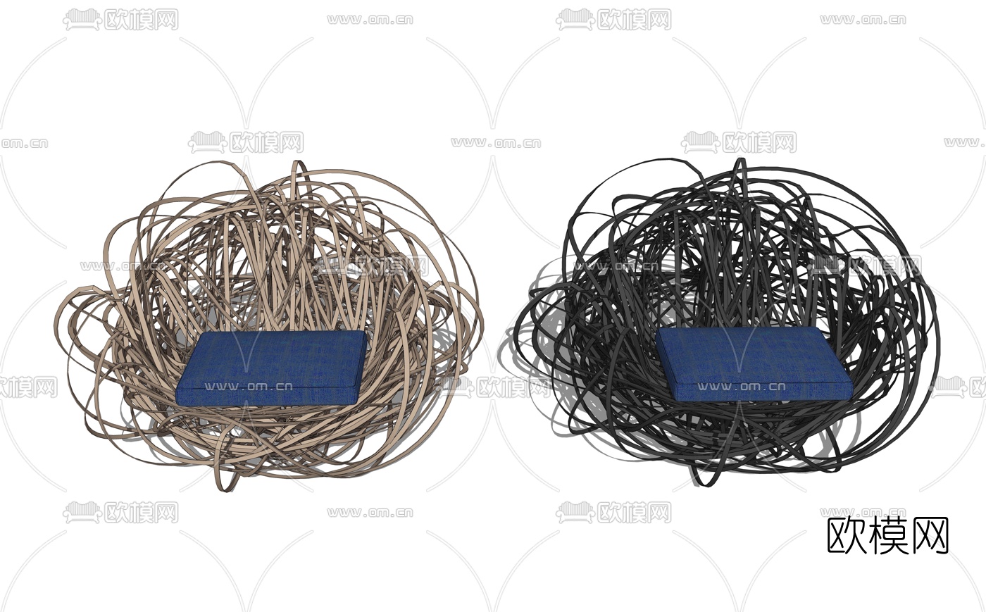 现代鸟巢休闲椅su模型
