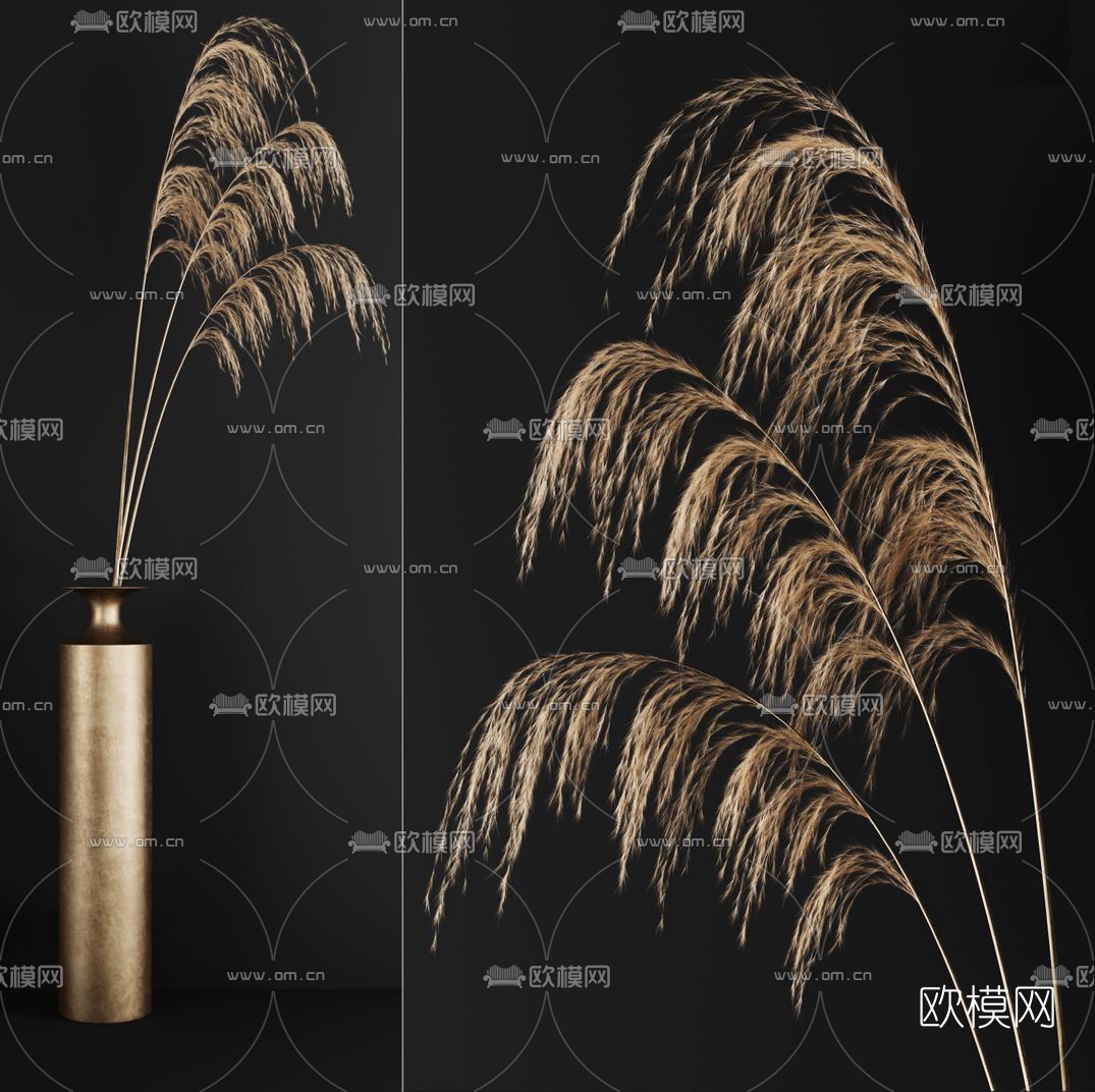 现代干花金属花瓶3d模型