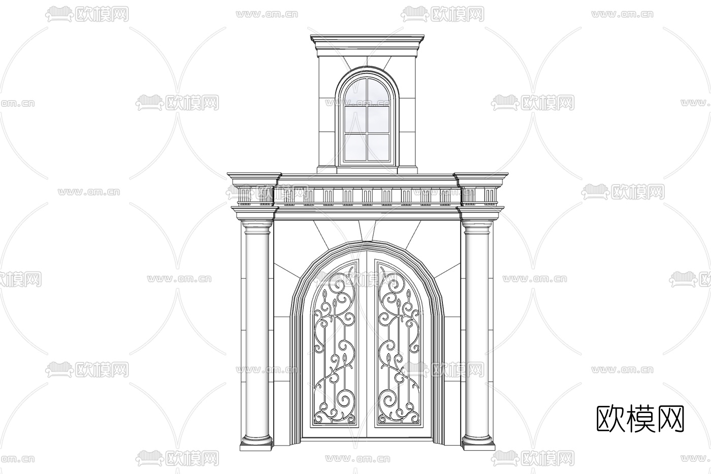 简欧入户门头免费su模型下载