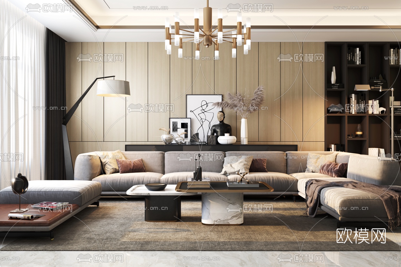 现代客厅沙发组合3d模型下载