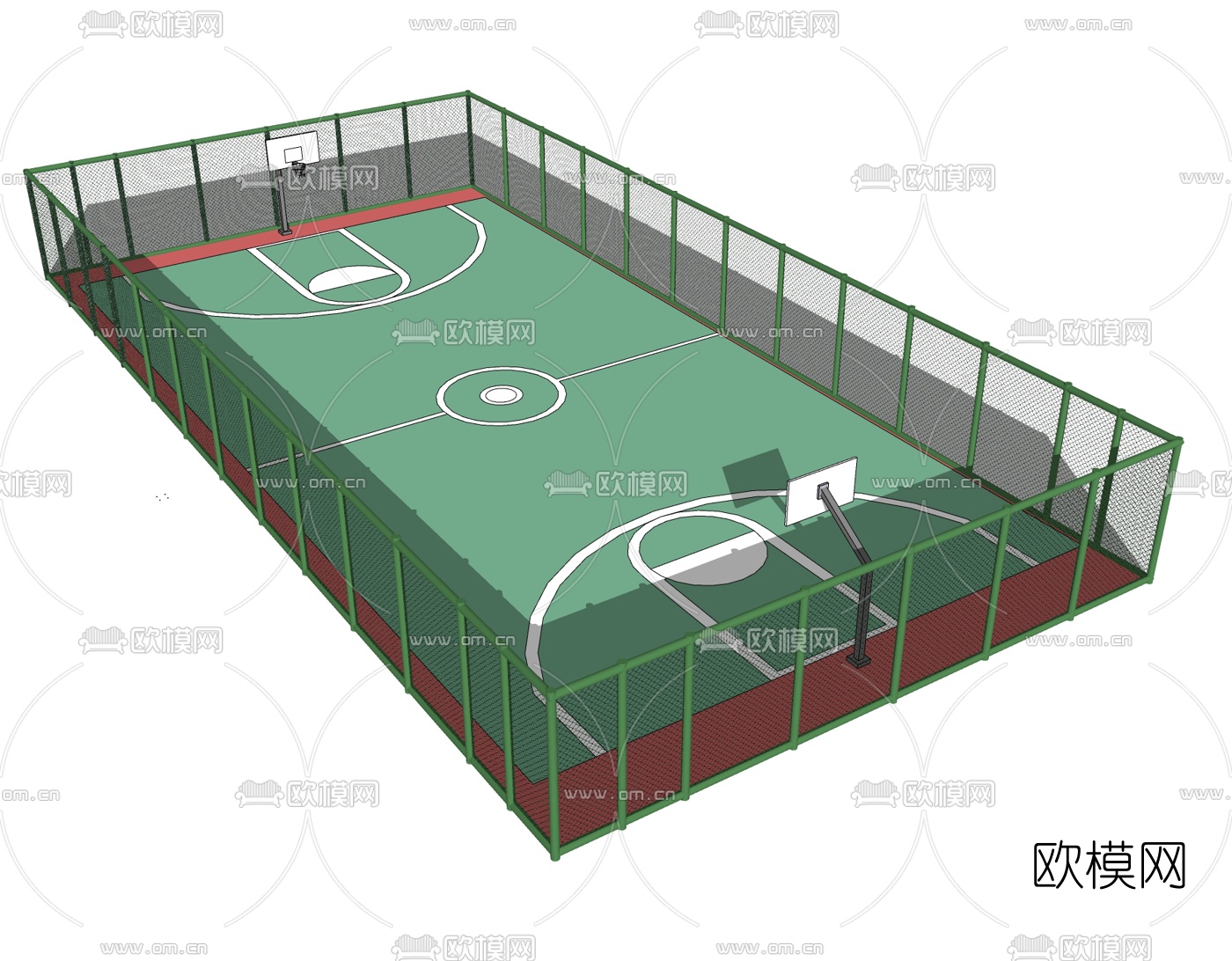 现代户外篮球场免费su模型