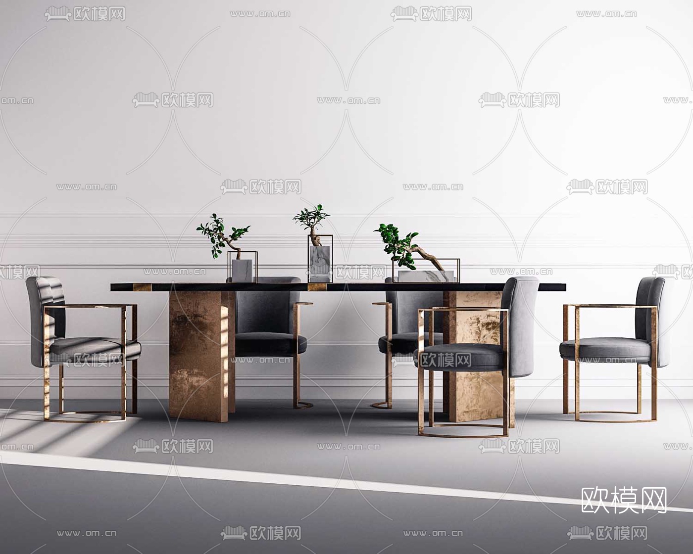 现代轻奢餐桌椅3d模型下载