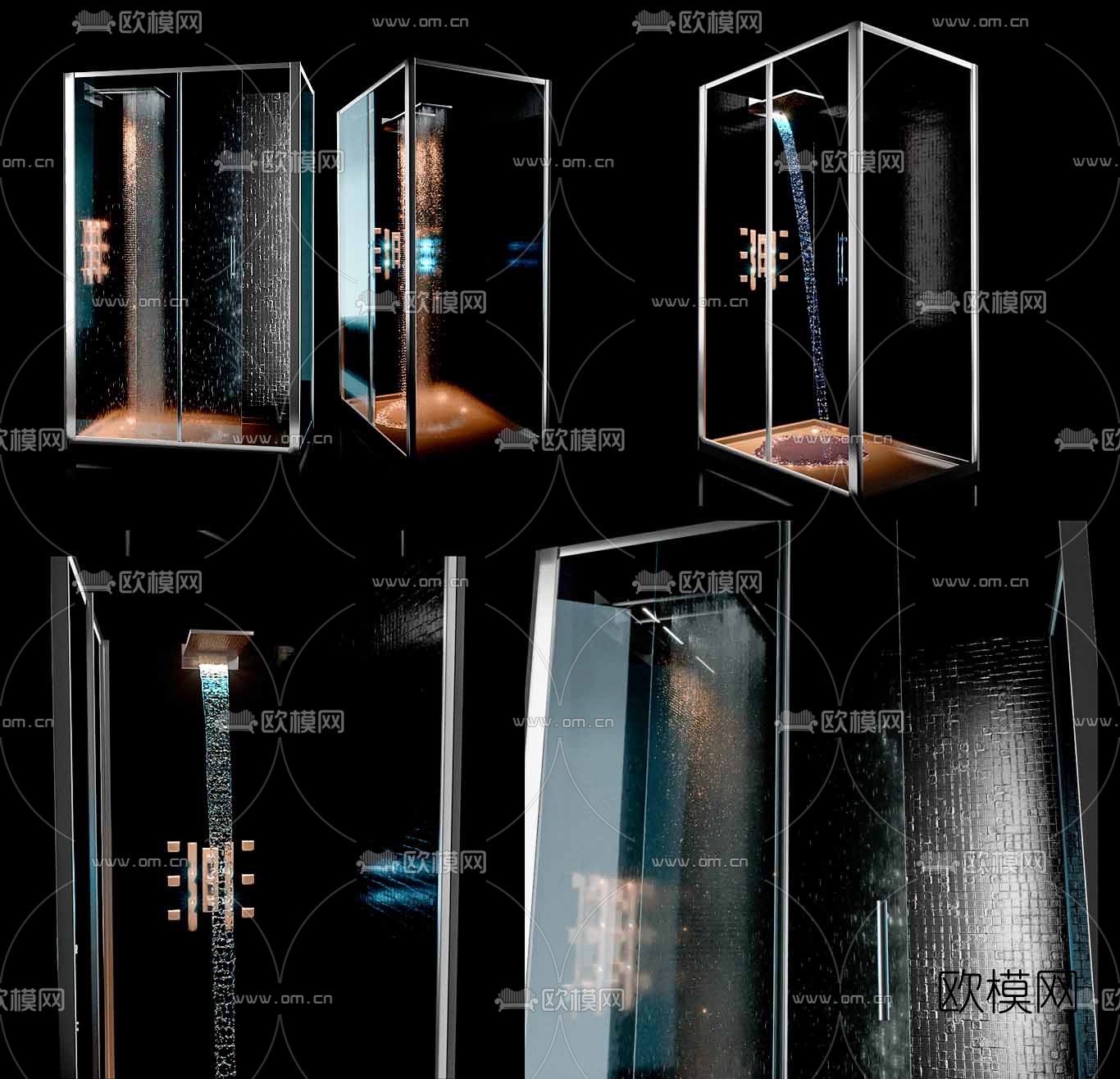 现代玻璃淋浴间3d模型下载