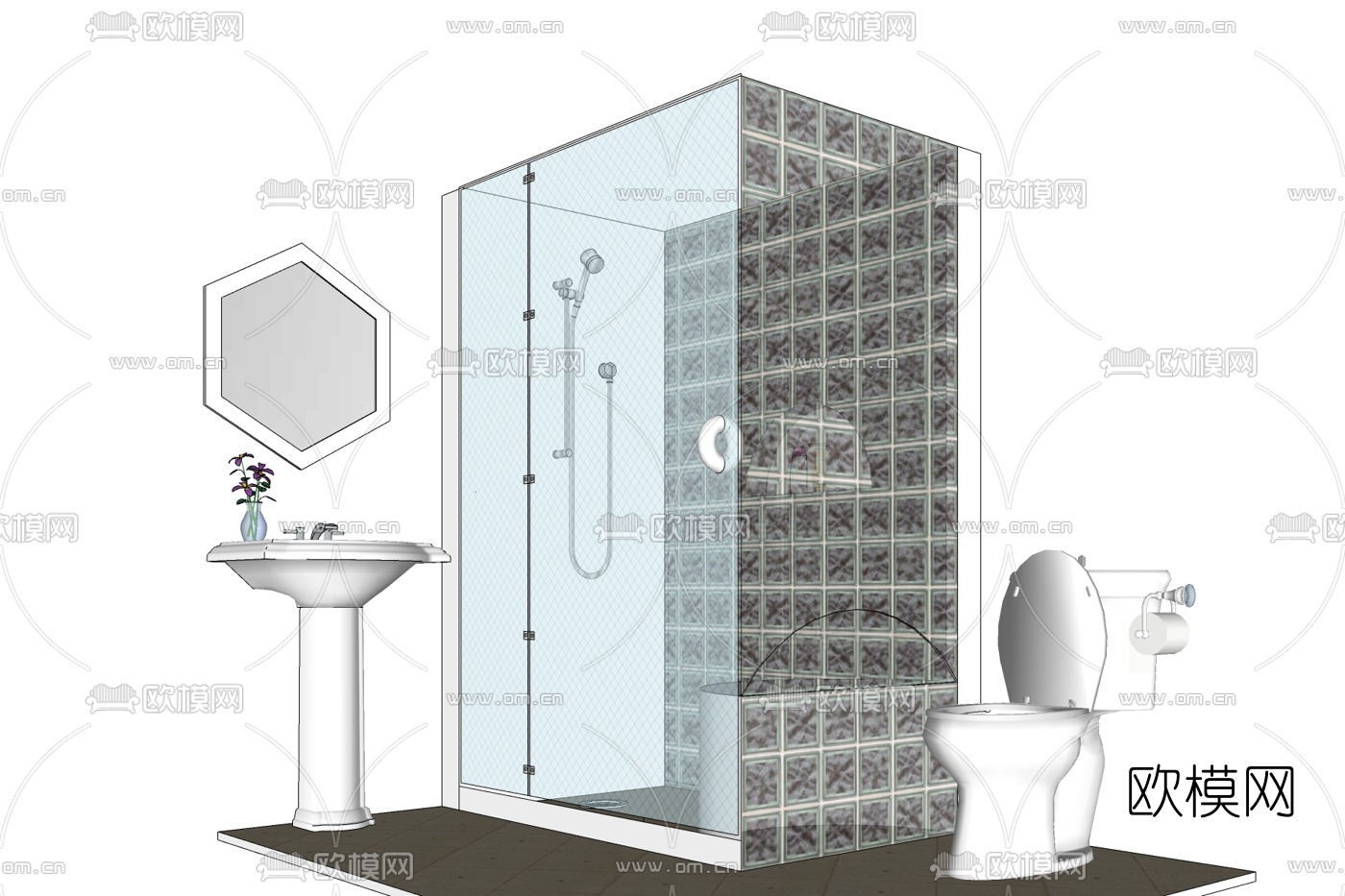 现代淋浴房免费su模型下载