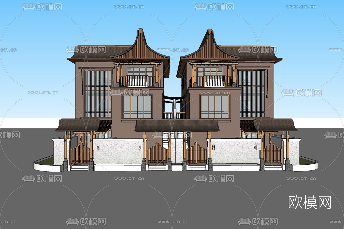 东南亚独栋别墅免费su模型下载