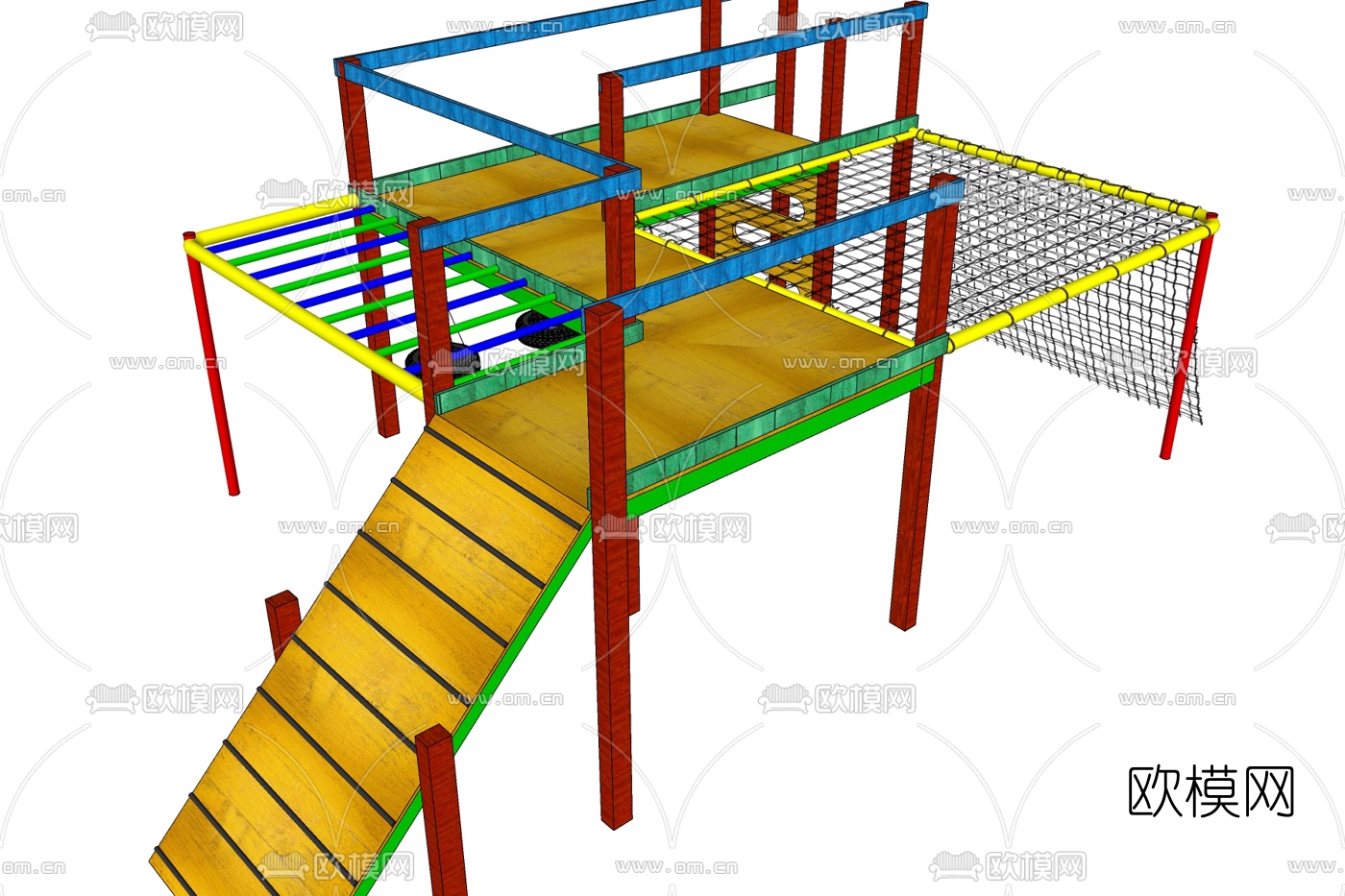 现代儿童滑梯免费su模型下载