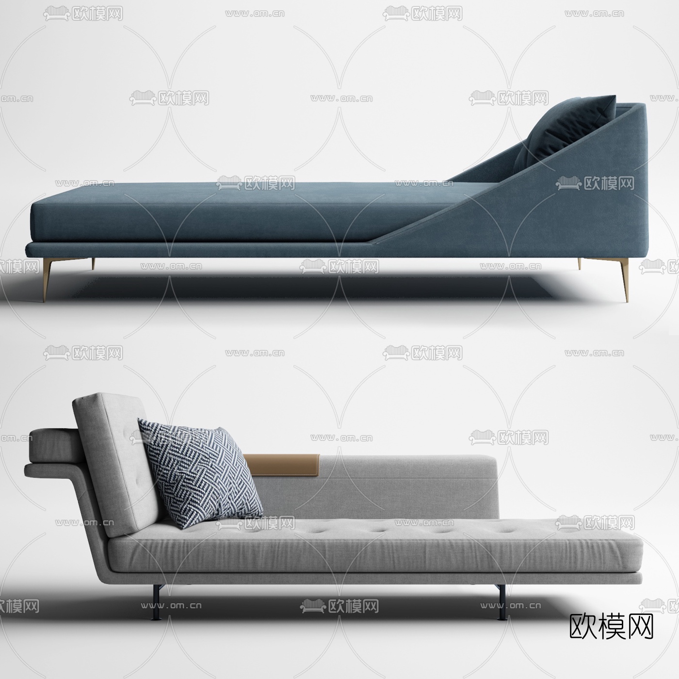 现代布艺贵妃椅3d模型